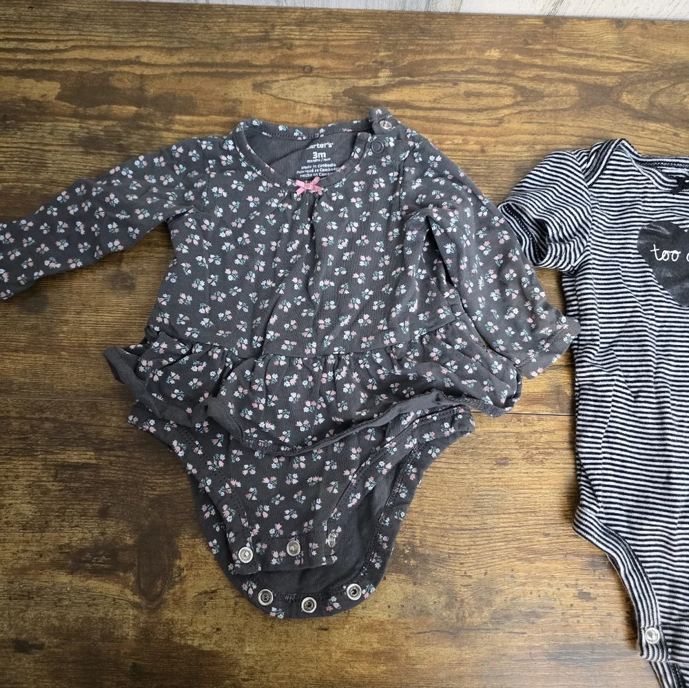 Carter's Baby Girls Size 3M Bodysuit Lot Of 3